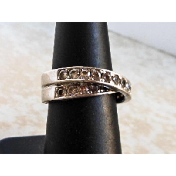 Vintage Sterling Silver Twist Eternity CZ Band Ring , Size 7 - Picture 7 of 9